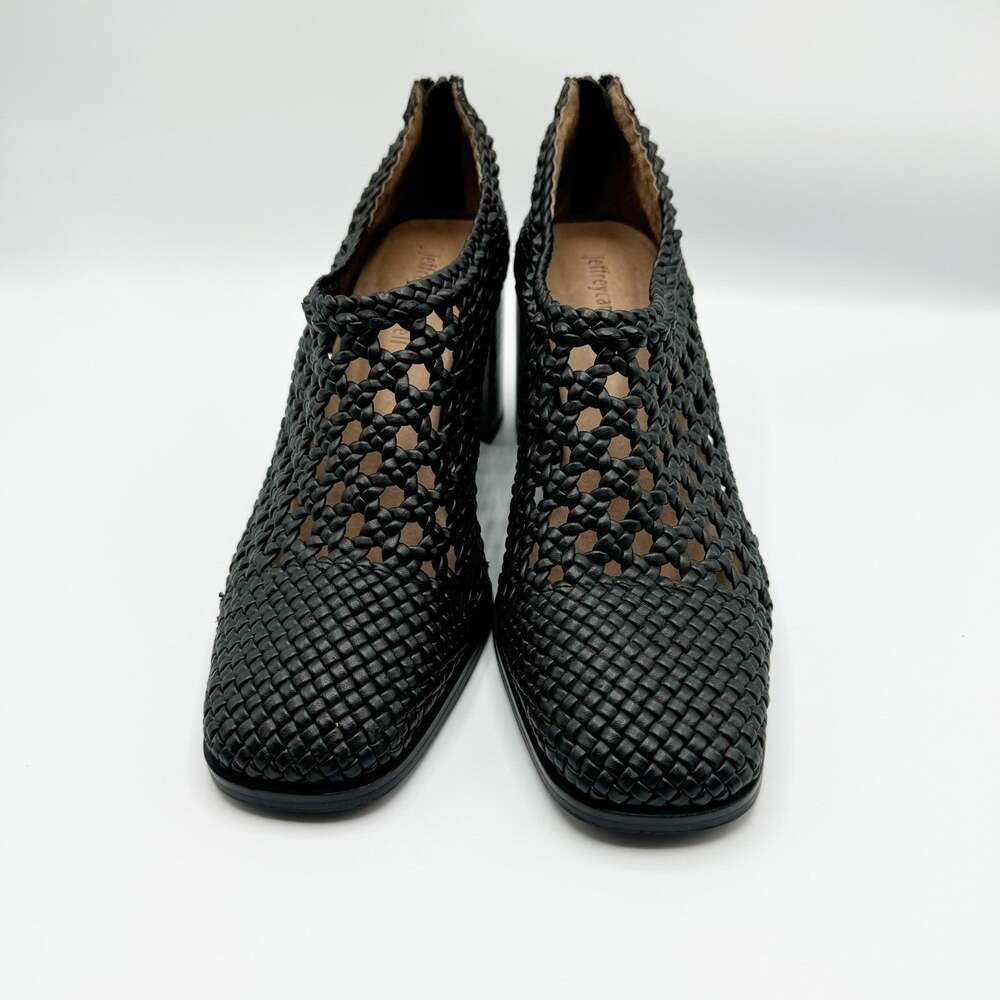 Jeffrey Campbell Gallup Black Woven Mesh Leather Heeled Booties Size 9 - Picture 5 of 7